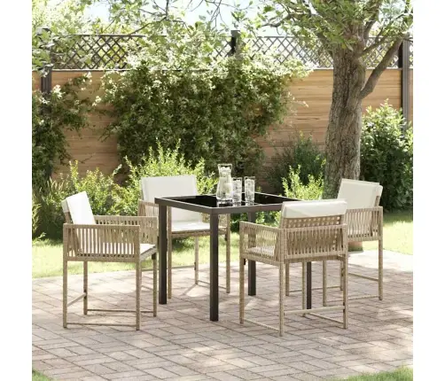 Dārza Ēdamgalds 5 Pcs Bēša Poliratāns Vidaxl