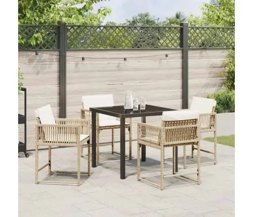 Dārza Ēdamgalds 5 Pcs Bēša Poliratāns Vidaxl