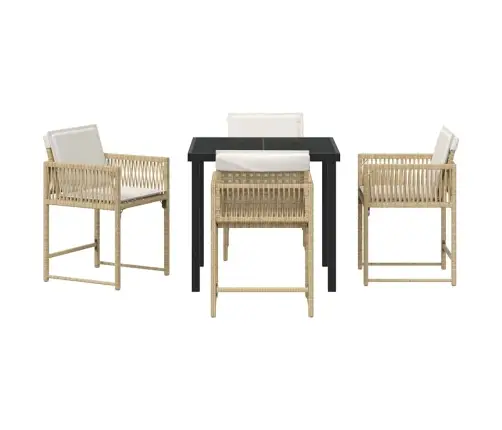 Dārza Ēdamgalds 5 Pcs Bēša Poliratāns Vidaxl