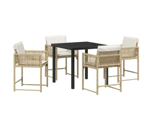 Dārza Ēdamgalds 5 Pcs Bēša Poliratāns Vidaxl