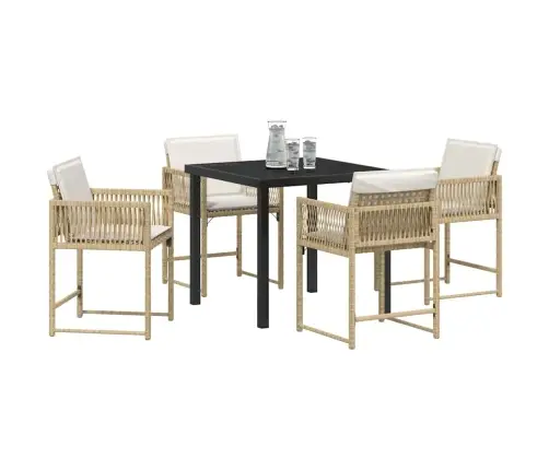 Dārza Ēdamgalds 5 Pcs Bēša Poliratāns Vidaxl