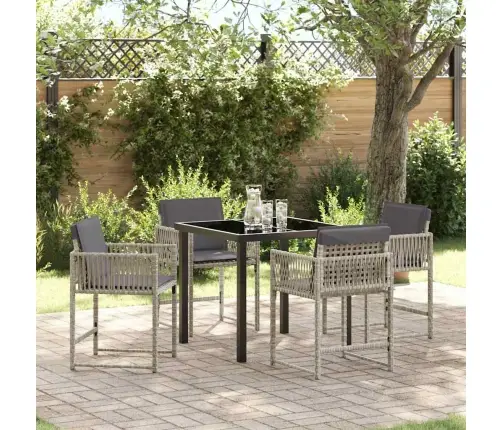 Dārza Ēdamgalds 5 Pcs Gaiši Pelēks Poliratāns Vidaxl