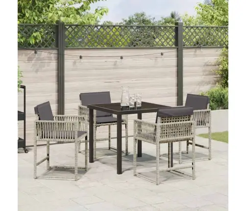 Dārza Ēdamgalds 5 Pcs Gaiši Pelēks Poliratāns Vidaxl