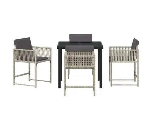 Dārza Ēdamgalds 5 Pcs Gaiši Pelēks Poliratāns Vidaxl