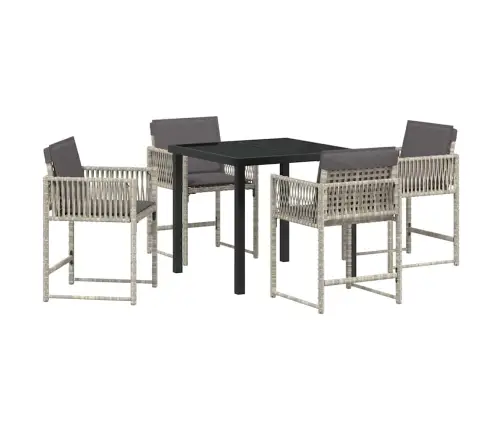 Dārza Ēdamgalds 5 Pcs Gaiši Pelēks Poliratāns Vidaxl