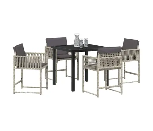 Dārza Ēdamgalds 5 Pcs Gaiši Pelēks Poliratāns Vidaxl