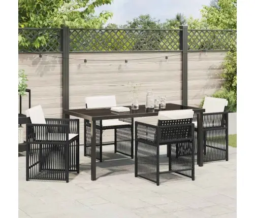 Sodo Valgomojo Komplektas 5 Pcs Juoda Poliratanas