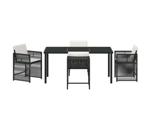 Sodo Valgomojo Komplektas 5 Pcs Juoda Poliratanas