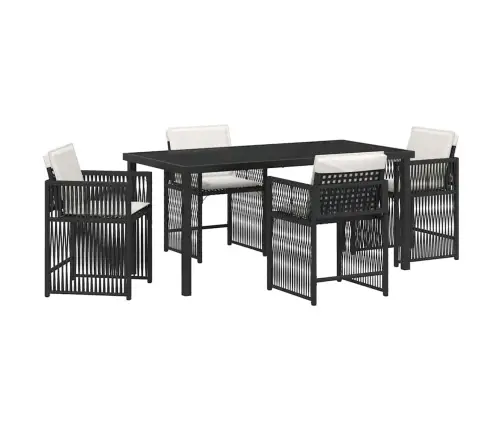 Sodo Valgomojo Komplektas 5 Pcs Juoda Poliratanas