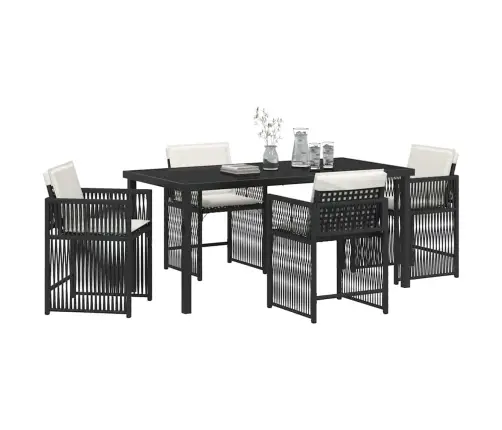 Sodo Valgomojo Komplektas 5 Pcs Juoda Poliratanas