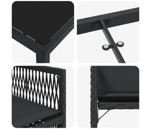 Sodo Valgomojo Komplektas 5 Pcs Juoda Poliratanas