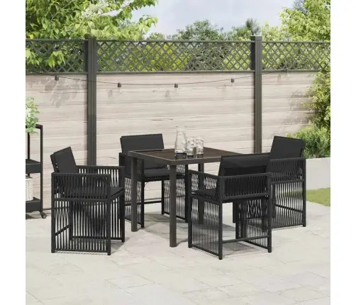 Sodo Valgomojo Komplektas 5 Pcs Juoda Poliratanas