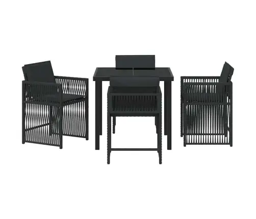 Sodo Valgomojo Komplektas 5 Pcs Juoda Poliratanas