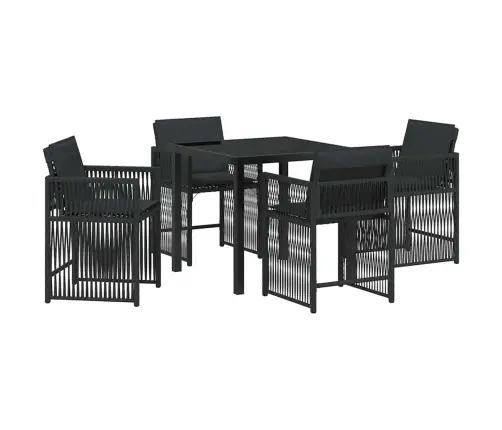 Sodo Valgomojo Komplektas 5 Pcs Juoda Poliratanas