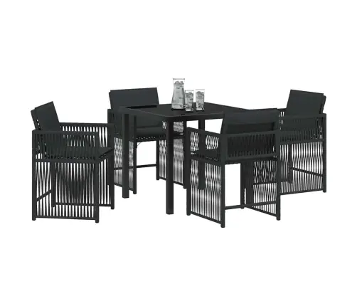 Sodo Valgomojo Komplektas 5 Pcs Juoda Poliratanas