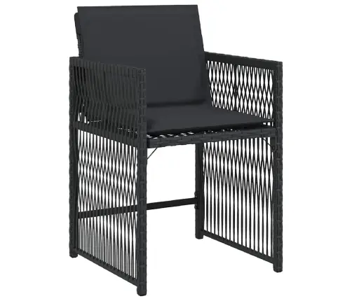 5 Gabalu Dārza Ēdamgalda Komplekts Ar Spilveniem, Melns Polirattans Vidaxl