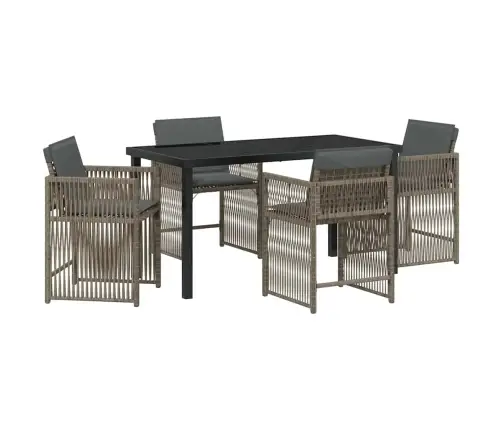 Sodo Valgomojo Komplektas 5 Pcs Pilka Poliratanas