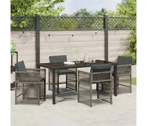 5 Daļu Dārza Pusdienu Komplekts Ar Spilveniem Pelēkajā Poliratanā Vidaxl