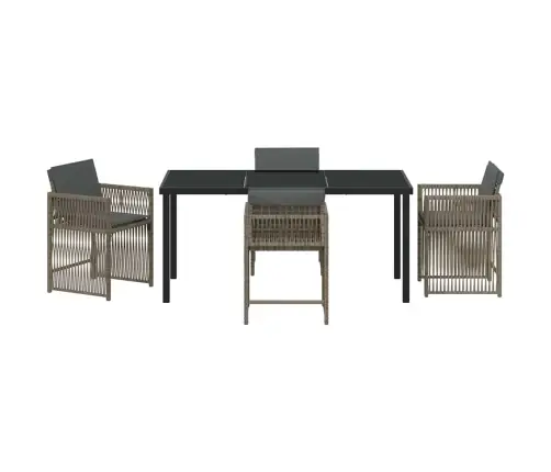 5 Daļu Dārza Pusdienu Komplekts Ar Spilveniem Pelēkajā Poliratanā Vidaxl