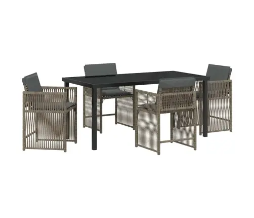 5 Daļu Dārza Pusdienu Komplekts Ar Spilveniem Pelēkajā Poliratanā Vidaxl