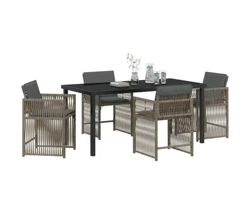 5 Daļu Dārza Pusdienu Komplekts Ar Spilveniem Pelēkajā Poliratanā Vidaxl