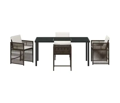 5 Daļu Dārza Galds Ar Spilveniem, Brūns Poliratans Vidaxl