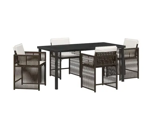 5 Daļu Dārza Galds Ar Spilveniem, Brūns Poliratans Vidaxl