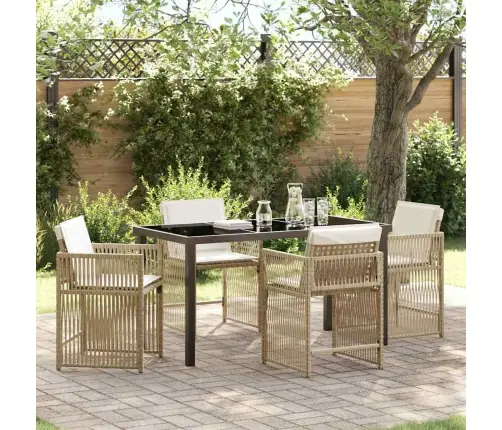 Dārza Ēdamgalds 5 Pcs Bēša Poliratāns Vidaxl