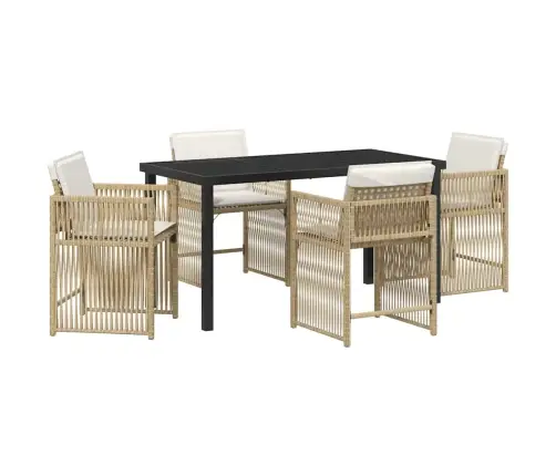 Dārza Ēdamgalds 5 Pcs Bēša Poliratāns Vidaxl