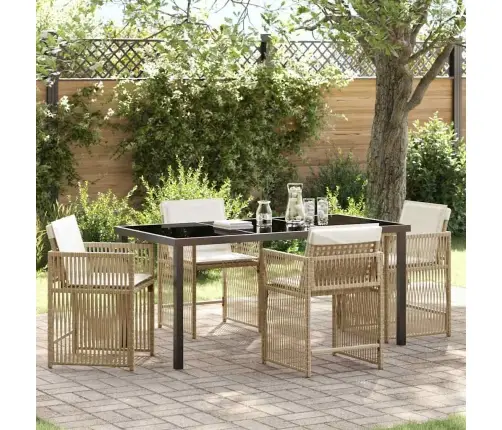 Dārza Ēdamgalds 5 Pcs Bēša Poliratāns Vidaxl