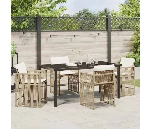 Dārza Ēdamgalds 5 Pcs Bēša Poliratāns Vidaxl