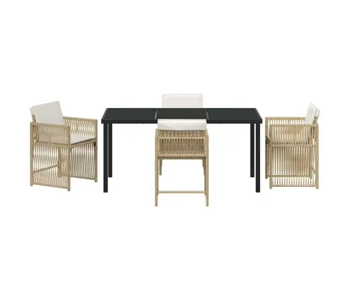 Dārza Ēdamgalds 5 Pcs Bēša Poliratāns Vidaxl