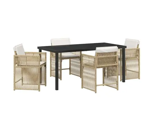 Dārza Ēdamgalds 5 Pcs Bēša Poliratāns Vidaxl