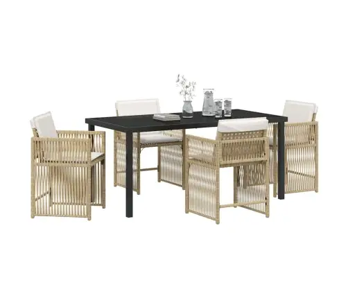 Dārza Ēdamgalds 5 Pcs Bēša Poliratāns Vidaxl