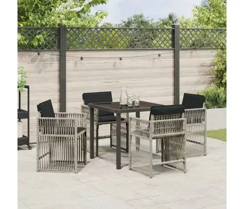 Dārza Ēdamgalds 5 Pcs Gaiši Pelēks Poliratāns Vidaxl