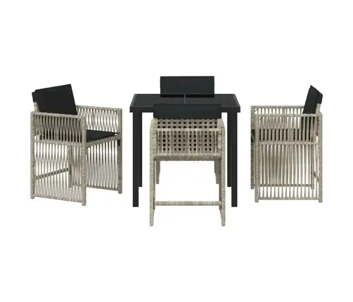 Dārza Ēdamgalds 5 Pcs Gaiši Pelēks Poliratāns Vidaxl