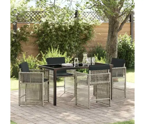 Dārza Ēdamgalds 5 Pcs Gaiši Pelēks Poliratāns Vidaxl