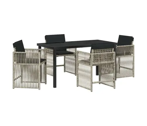 Dārza Ēdamgalds 5 Pcs Gaiši Pelēks Poliratāns Vidaxl