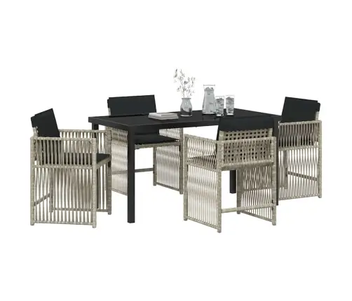 Dārza Ēdamgalds 5 Pcs Gaiši Pelēks Poliratāns Vidaxl