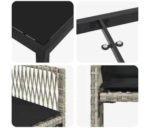 Dārza Ēdamgalds 5 Pcs Gaiši Pelēks Poliratāns Vidaxl