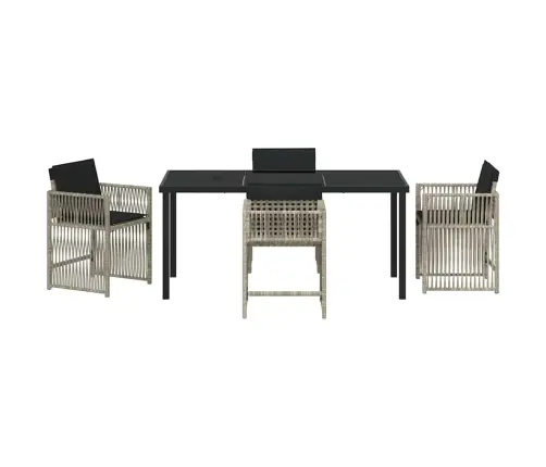 Dārza Ēdamgalds 5 Pcs Gaiši Pelēks Poliratāns Vidaxl