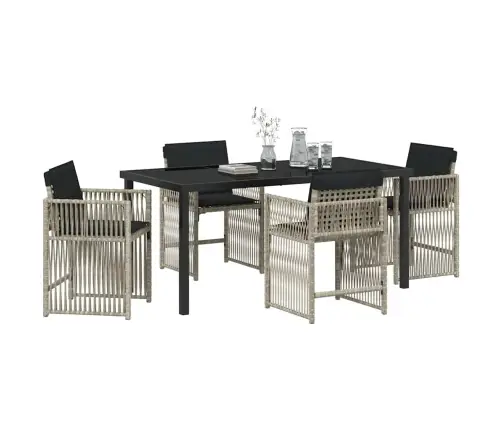 Dārza Ēdamgalds 5 Pcs Gaiši Pelēks Poliratāns Vidaxl