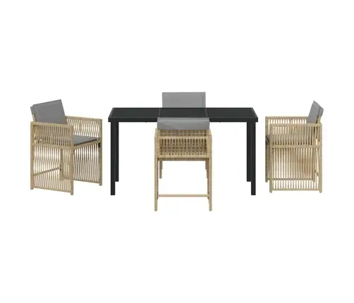 5 Daļu Dārza Galds Ar Spilveniem. Bēšs Polirattans. Vidaxl