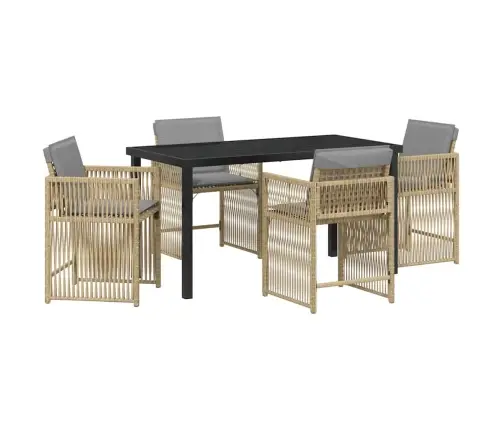 5 Daļu Dārza Galds Ar Spilveniem. Bēšs Polirattans. Vidaxl