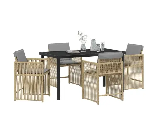 5 Daļu Dārza Galds Ar Spilveniem. Bēšs Polirattans. Vidaxl