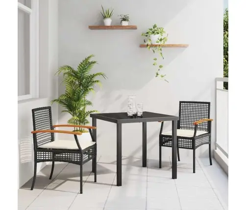 3 Daļu Dārza Galda Komplekts Ar Spilveniem Melnā Poliratanā Vidaxl