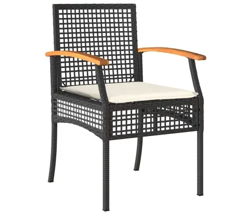 3 Daļu Dārza Galda Komplekts Ar Spilveniem Melnā Poliratanā Vidaxl