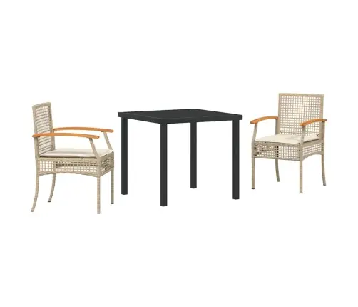 Aia Söögilaudade Komplekt 3 Pcs Beež Polürotang