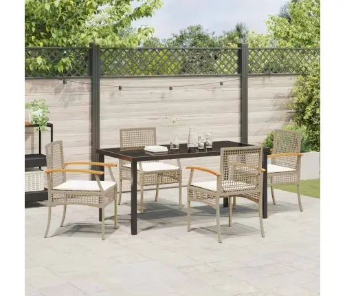 5 Daļu Dārza Vakariņu Komplekts Ar Spilveniem Bēšs Poli Rattan Vidaxl
