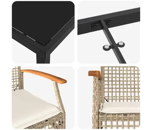 7 Daļīga Dārza Ēdamistaba Ar Bēšu Poliratanā Un Spilveniem Vidaxl